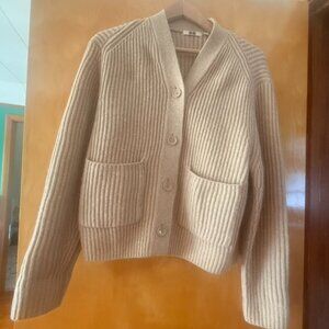 Uniqlo Souffle Yarn Cardigan Sweater, Beige, Size XS